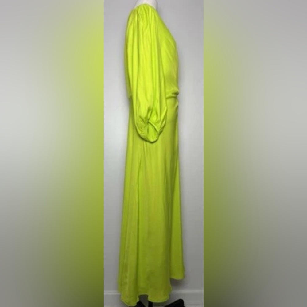 Farm Rio Lime Green Cutout Midi Dress NWT – Balloon Sleeve, Tassel Tie - Picture 9 of 16